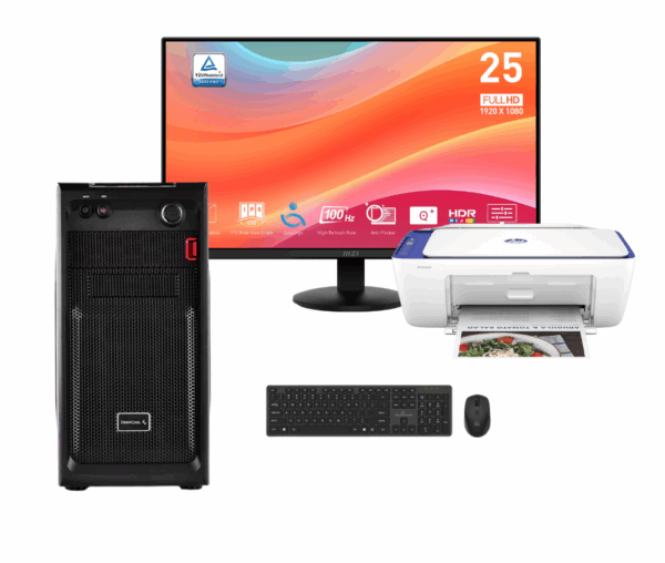 Vengeance Workspace-V2 Ryzen 5-3400G/ 8GB/ 240GB SSD/ No OS Gaming PC + MSI Pro MP252L monitor (24,5") + HP DeskJet 2821e AiO 588Q2B