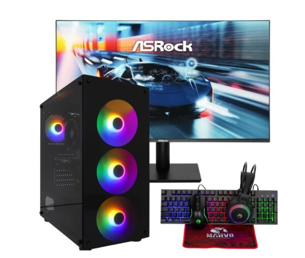 Vengeance Genesis-V67 Ryzen 7-5700X/ 32GB DDR4/ 1TB SSD/RX 6400 4GB/ No OS Gaming PC + ASRock CL27FFA IPS Monitor 27"