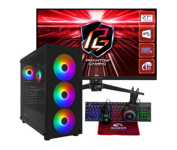 Vengeance Genesis-V9 Ryzen 5-8400F/ 32GB DDR5 / 1TB SSD /RTX 5050 8GB/ No Os Gaming PC + ASRock PG27FF1A IPS HDR Gaming Monitor 27″