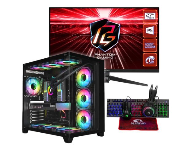 Vengeance Arcane-V3 Ryzen 7-8700F/ 32GB DDR5/ 1TB SSD / RX 9060 XT 16GB/ No Os Gaming PC + ASRock PG27FF1A IPS HDR Gaming Monitor 27″