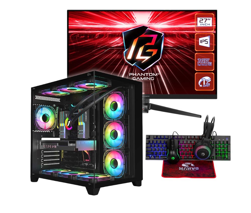 Vengeance Arcane-V3 Ryzen 7-8700F/ 32GB DDR5/ 1TB SSD / RX 9060 XT 16GB/ No Os Gaming PC + ASRock PG27FF1A IPS HDR Gaming Monitor 27″