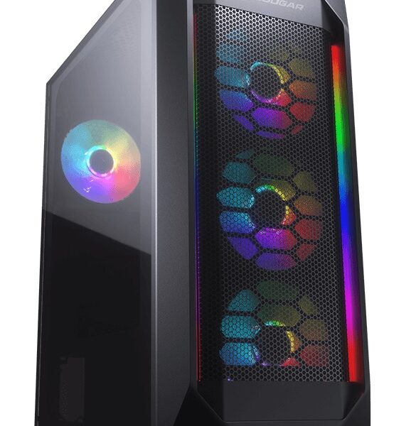 CC-COUGAR Case MX410 Mesh-G RGB Tempered Glass Middle ATX Black (4x120mm RGB fans preinstalled)