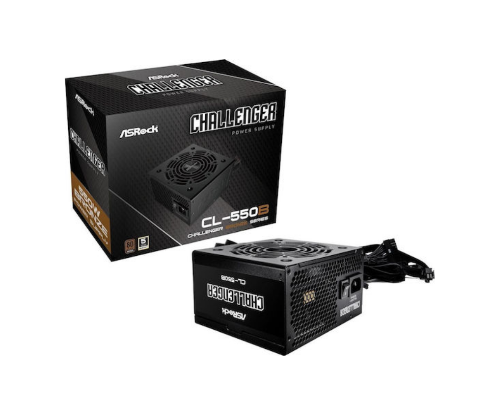 ASRock Challenger CL-550B 550W ASRock Challenger CL-550B 550W Μαύρο Τροφοδοτικό Υπολογιστή Full Wired 80 Plus Bronze - Image 1