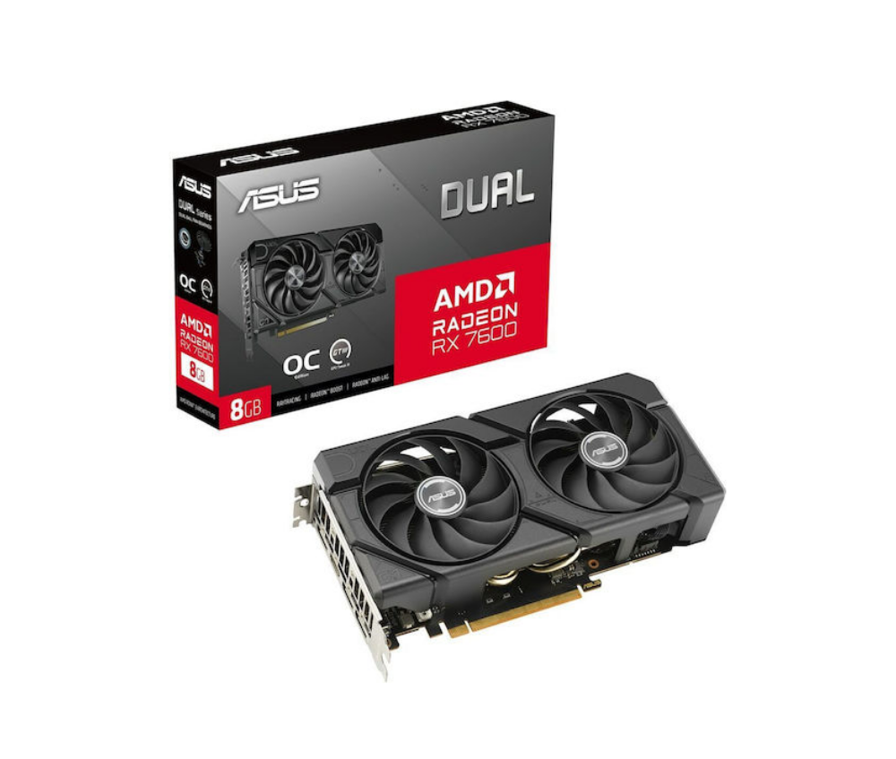 Asus Radeon RX 7600 8GB GDDR6 Dual Evo OC Κάρτα Γραφικών Asus Radeon RX 7600 8GB GDDR6 Dual Evo OC Κάρτα Γραφικών - Image 1