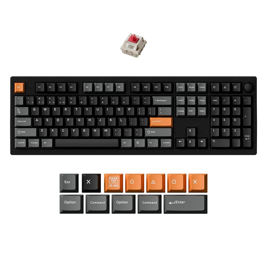 keychron-p6-ultra-8-k-wireless-rgb-backlight-swappable-red-switch-knob-version-black Keychron P6 Ultra (P6-M1) ZMK 8K Wireless Custom Mechanical Keyboard Red Switch RGB 100% US Layout - Image 1