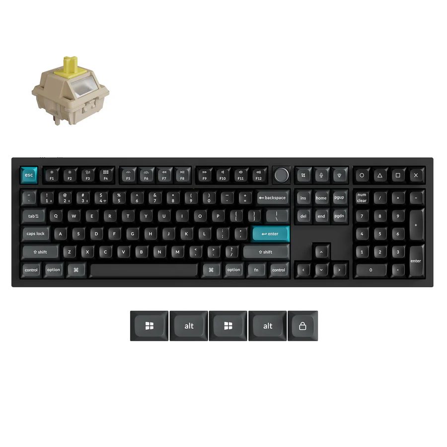 keychron-q6-ultra-8-k-wireless-custom-mechanical-keyboard-black-keychron-silk-pom-switch-banana Keychron Q6 Ultra (Q6U-M4) ZMK RGB 8K Wireless Custom Mechanical Keyboard-Banana Switch 100% US - Image 1