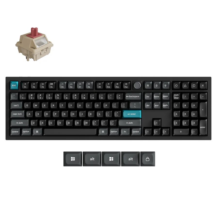 keychron-q6-ultra-8-k-wireless-custom-mechanical-keyboard-black-keychron-silk-pom-switch-red Keychron Q6 Ultra (Q6U-M1) ZMK RGB 8K Wireless Custom Mechanical Keyboard-Red Switch 100% US - Image 1