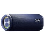 QCY SP7 Blue -  Portable Bluetooth Speaker w Stereo Sound 40W, Mic for Calls, RGB Light Show