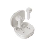 QCY Air White Semi-Ear TWS Earbuds, quad Mic ENC multi-point connection, leather grain case
