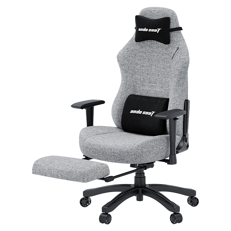 278-86-ADSLUPGRF_1 ANDA SEAT Gaming Chair LUNA PRO Grey Fabric w/Footrest - Image 1