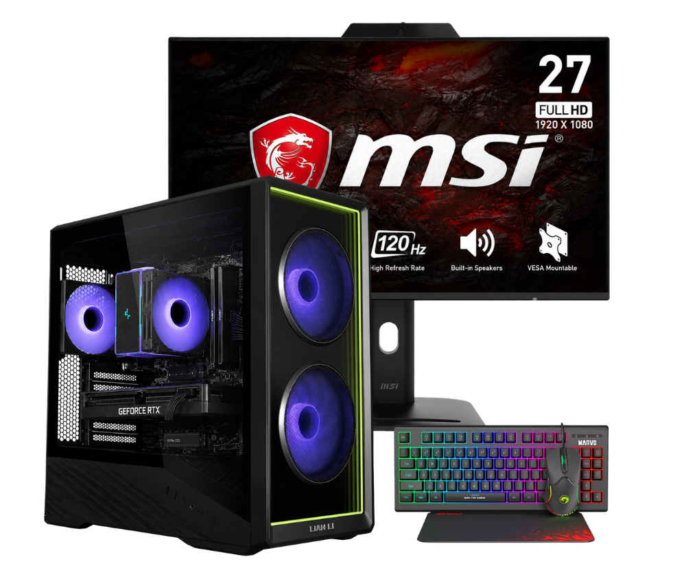 FM450 Vengeance Black Knight-V8 Lian-Li Edition Ryzen 7-5700/ 32GB / 1TB SSD /RTX 5060 8GB/ No Os Gaming PC + MSI PRO MP272PMG IPS Gaming Monitor - Image 1